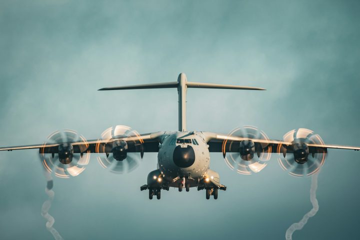large flying military plane