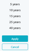 Seasonax app showing the number of years selected for the seasonal analysis