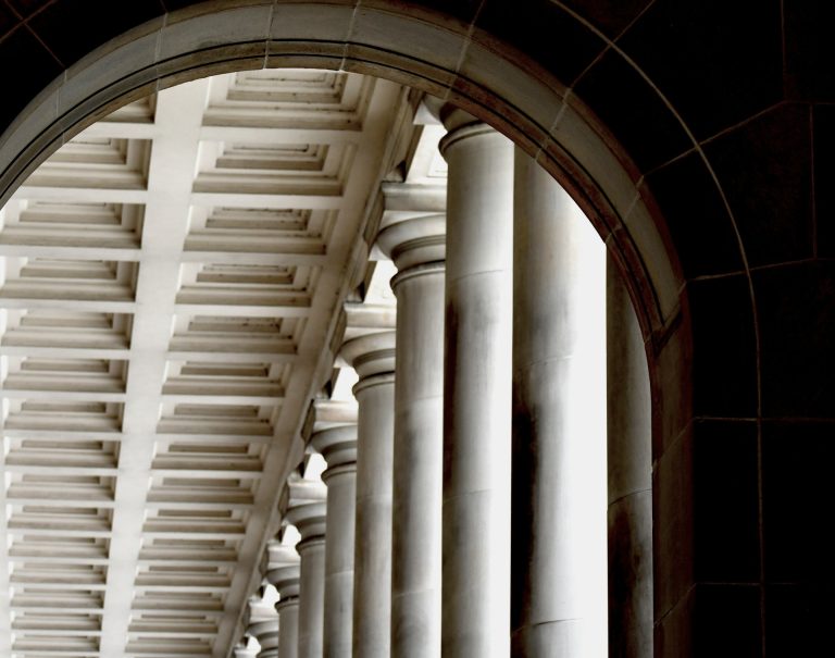 pillared building structure, ceiling and pillar details